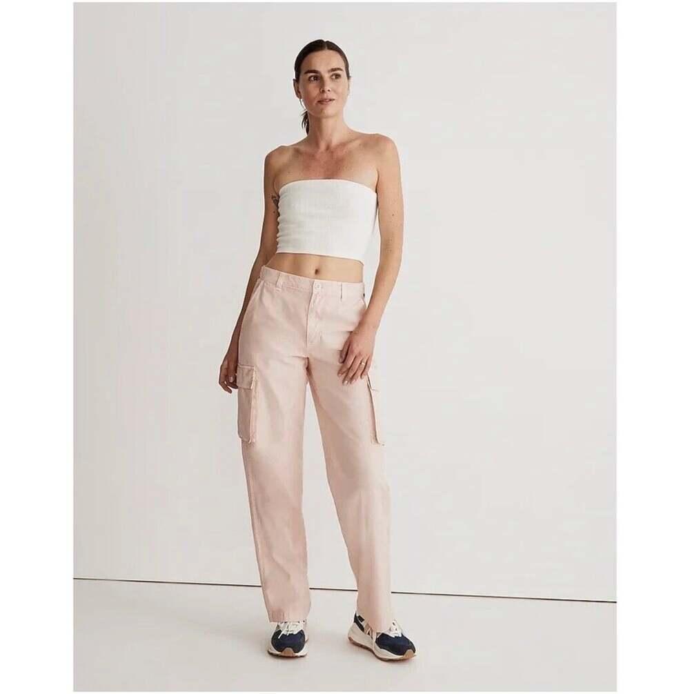 Madewell Pants Womens 24 Pink Garment Dyed Low-Slung Straight Cargo Utility